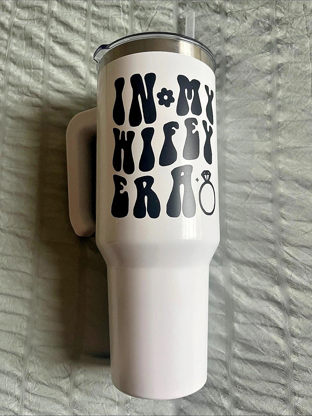 Insulated Tumbler Abstract Print in White & Black Like New